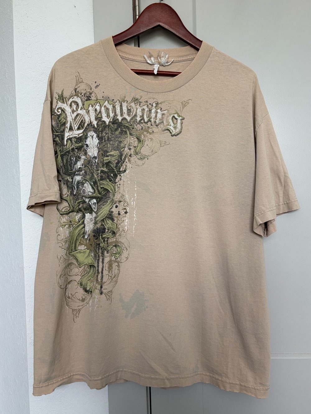 VINTAGE Y2K BROWNING TAN GRAPHIC SHORT SLEEVE TSHIRT MENS XL